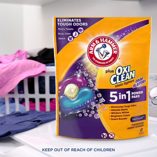 ARM & HAMMER Plus OxiClean with Odor Blasters 5-in-1 Laundry Detergent Power Paks ARM & HAMMER Plus OxiClean with Odor Blasters 5-in-1 Laundry Detergent Power Paks