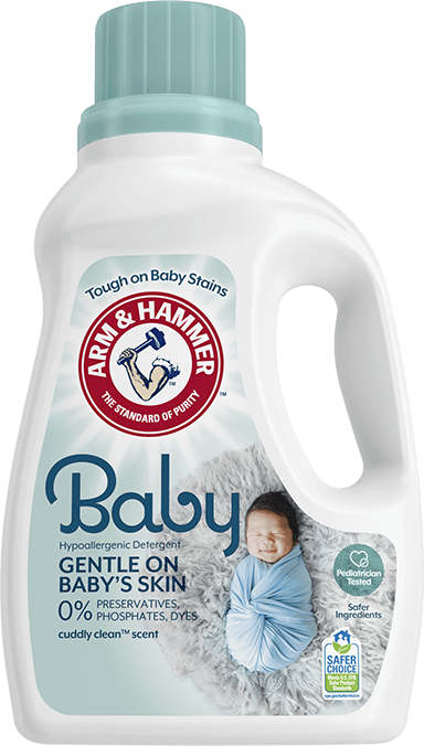 Detergente líquido hipoalergénico para ropa ARM & HAMMER Baby, para recién  nacidos y bebés, alta eficiencia.