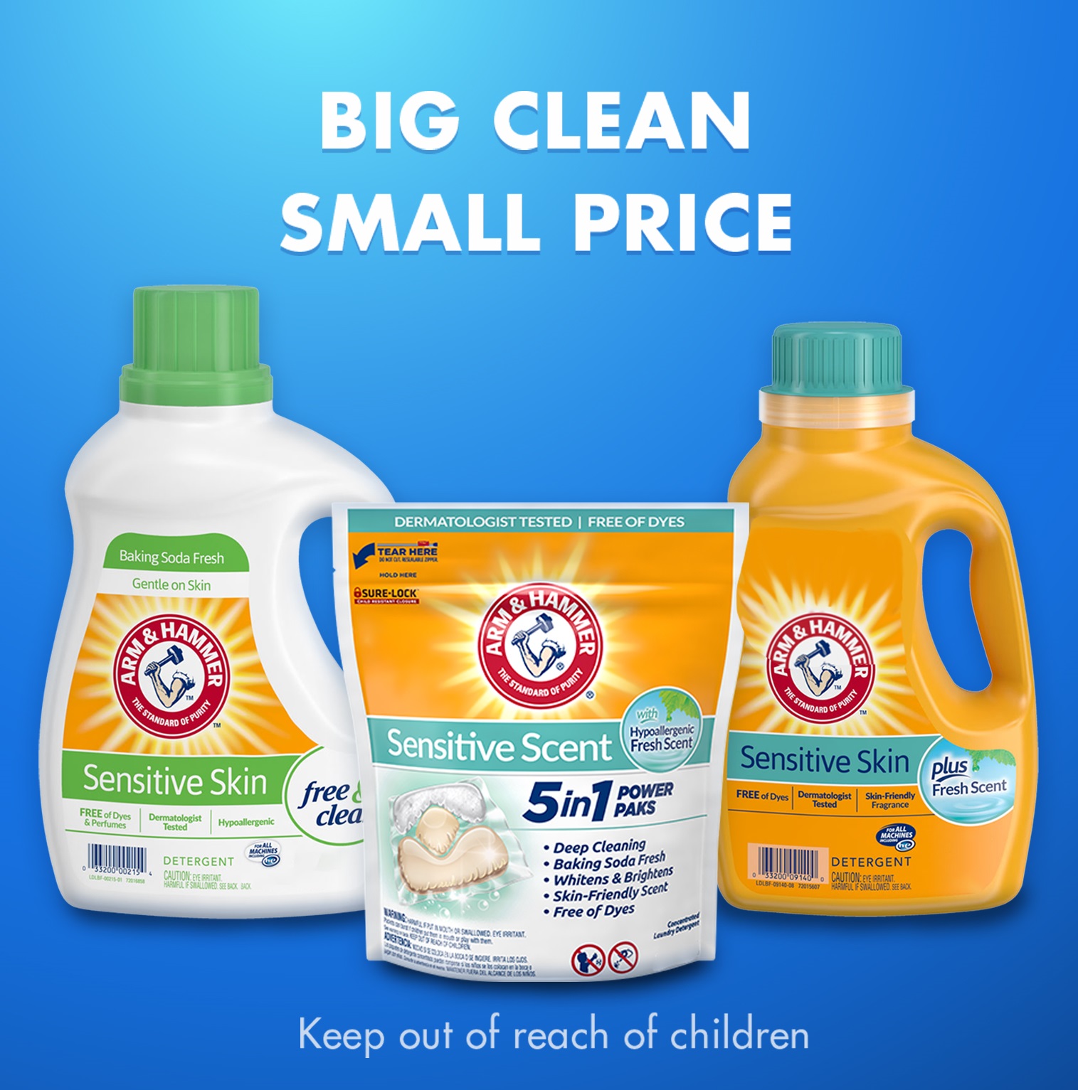 ARM & HAMMER Sensitive Scent, High Efficiency (HE), 5-in-1 Laundry ...